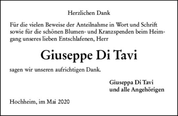 Traueranzeige von Giuseppe Di Tavi von vrm-trauer