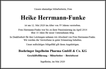 Traueranzeige von Heike Herrmann-Funke von vrm-trauer