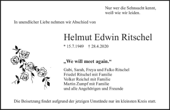 Traueranzeige von Helmut Edwin Ritschel von vrm-trauer