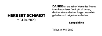 Traueranzeige von Herbert Schmidt von vrm-trauer
