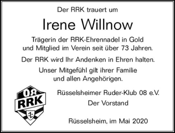 Traueranzeige von Irene Willnow von vrm-trauer