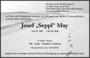 Traueranzeige von Josef  May von vrm-trauer