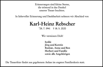 Traueranzeige von Karl-Heinz Rebscher von vrm-trauer