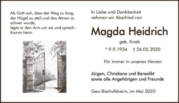 Traueranzeige von Magda Heidrich von vrm-trauer