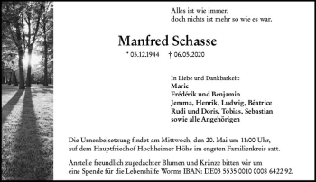 Traueranzeige von Manfred Schasse von vrm-trauer