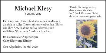 Traueranzeige von Michael Klesy von vrm-trauer