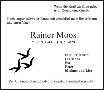 Traueranzeige von Rainer Moos von vrm-trauer