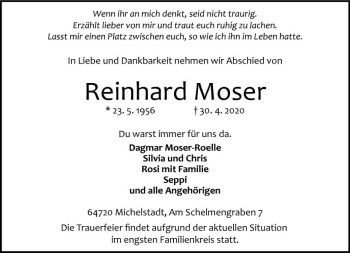 Traueranzeige von Reinhard Moser von vrm-trauer