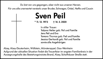 Traueranzeige von Sven Peil von vrm-trauer