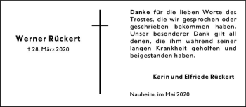 Traueranzeige von Werner Rückert von vrm-trauer