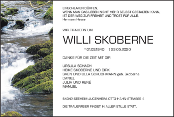 Traueranzeige von Willi Skoberne von vrm-trauer