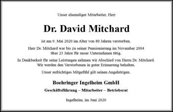 Traueranzeige von David Mitchard von vrm-trauer