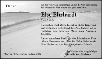 Traueranzeige von Else Ehrhardt von vrm-trauer