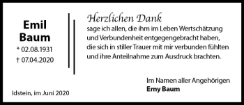 Traueranzeige von Emil Baum von vrm-trauer