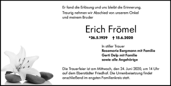 Traueranzeige von Erich Frömel von vrm-trauer