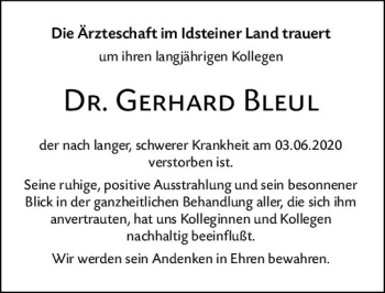 Traueranzeige von Gerhard Bleul von vrm-trauer