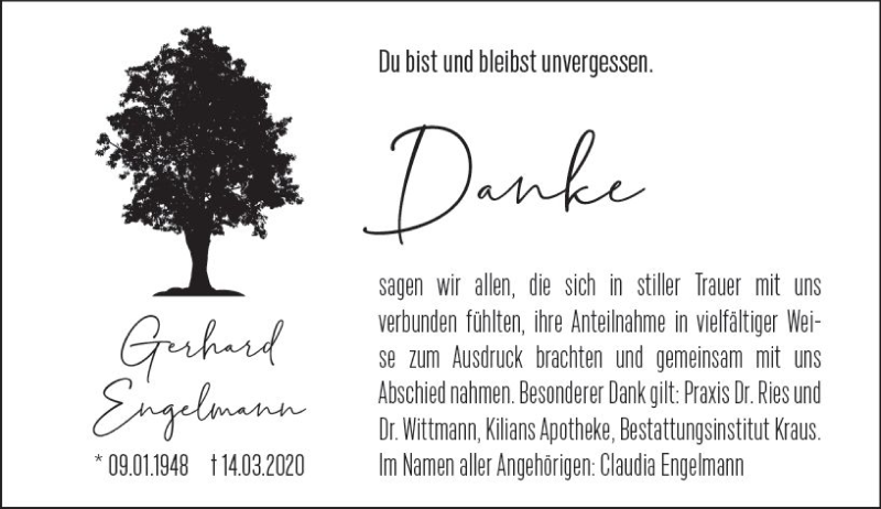  Traueranzeige für Gerhard Engelmann vom 06.06.2020 aus vrm-trauer