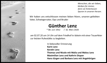 Traueranzeige von Günther Lenz von vrm-trauer