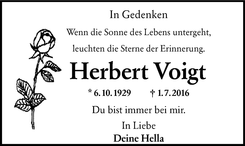  Traueranzeige für Herbert Voigt vom 27.06.2020 aus vrm-trauer