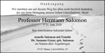 Traueranzeige von Hermann Salomon von vrm-trauer
