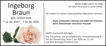 Traueranzeige von Ingeborg Braun von vrm-trauer