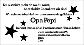 Traueranzeige von Josef Zenz von vrm-trauer