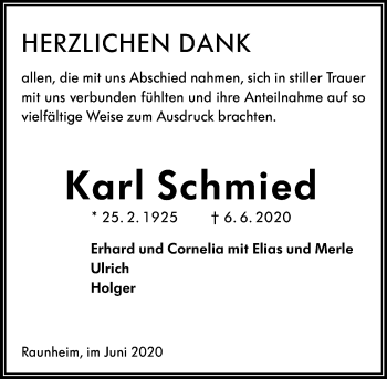 Traueranzeige von Karl Schmied von vrm-trauer
