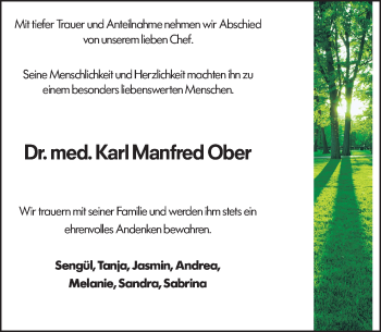 Traueranzeige von Karl Manfred Ober von vrm-trauer