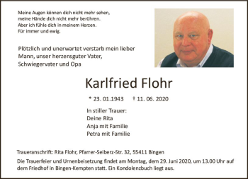 Traueranzeige von Karlfried Flohr von vrm-trauer
