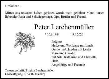 Traueranzeige von Peter Lerchenmüller von vrm-trauer