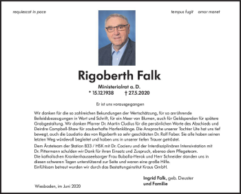 Traueranzeige von Rigoberth Falk von vrm-trauer