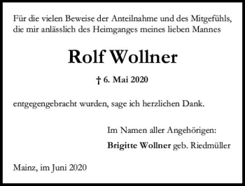 Traueranzeige von Rolf Wollner von vrm-trauer