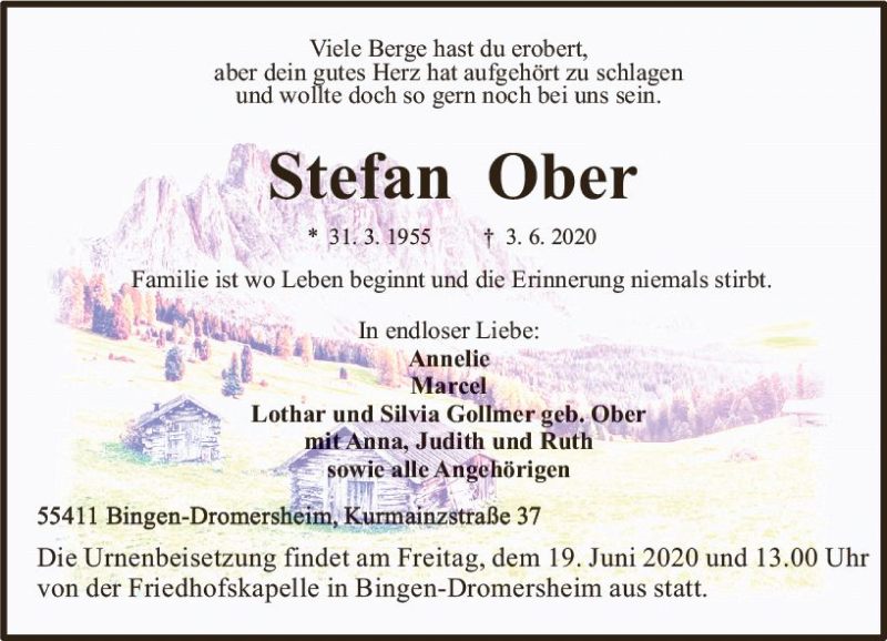  Traueranzeige für Stefan Ober vom 13.06.2020 aus vrm-trauer