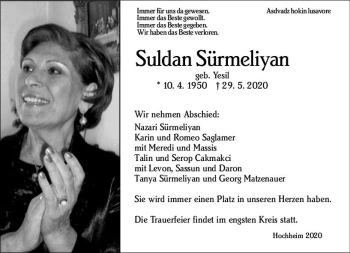 Traueranzeige von Suldan Sürmeliyan von vrm-trauer
