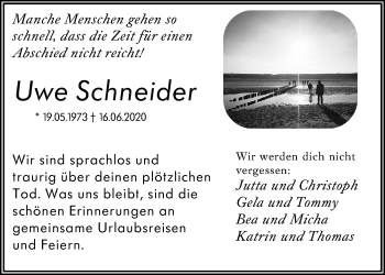 Traueranzeige von Uwe Schneider von vrm-trauer