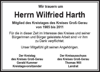 Traueranzeige von Wilfried Harth von vrm-trauer