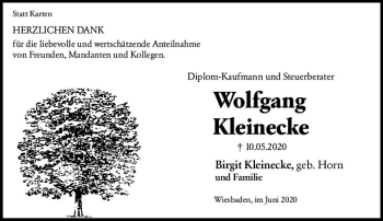 Traueranzeige von Wolfgang Kleinecke von vrm-trauer