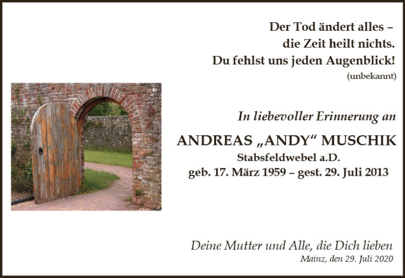  Traueranzeige für Andreas Muschik vom 29.07.2020 aus vrm-trauer