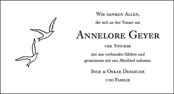 Traueranzeige von Annelore Geyer von vrm-trauer