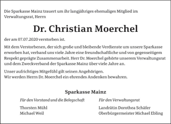 Traueranzeige von Christian Moerchel von vrm-trauer