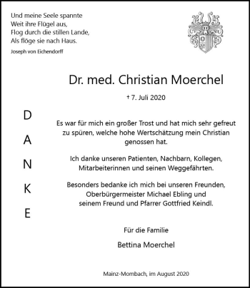 Traueranzeige von Christian Moerchel von vrm-trauer