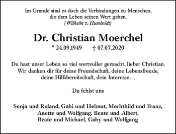 Traueranzeige von Christian Moerchel von vrm-trauer