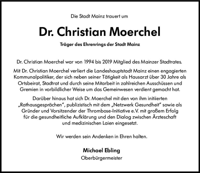  Traueranzeige für Christian Moerchel vom 15.07.2020 aus vrm-trauer