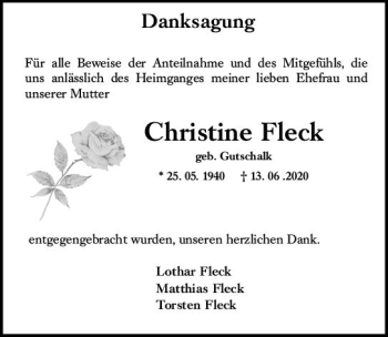 Traueranzeige von Christine Fleck von vrm-trauer
