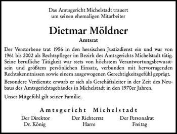 Traueranzeige von Dietmar Möldner von vrm-trauer