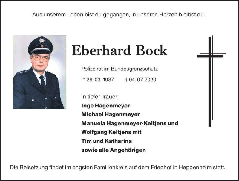  Traueranzeige für Eberhard Bock vom 08.07.2020 aus vrm-trauer
