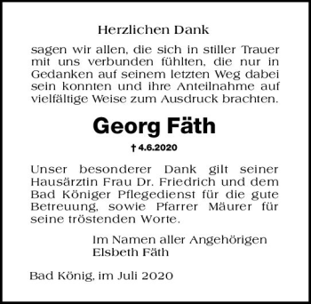 Traueranzeige von Georg Fäth von vrm-trauer