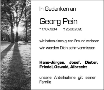 Traueranzeige von Georg Pein von vrm-trauer