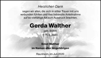 Traueranzeige von Gerda Walther von vrm-trauer