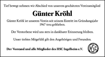 Traueranzeige von Günter Kröhl von vrm-trauer